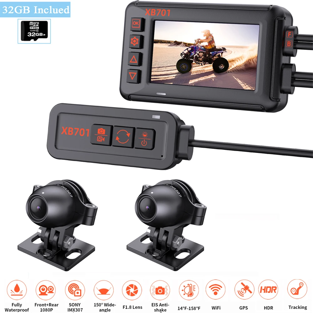 Blueskysea XB701 Wi-Fi мотоцикл Dash Cam Двухъядерный Intel HD 1080P DVR Камера GPS G-Сенсор петля Запись