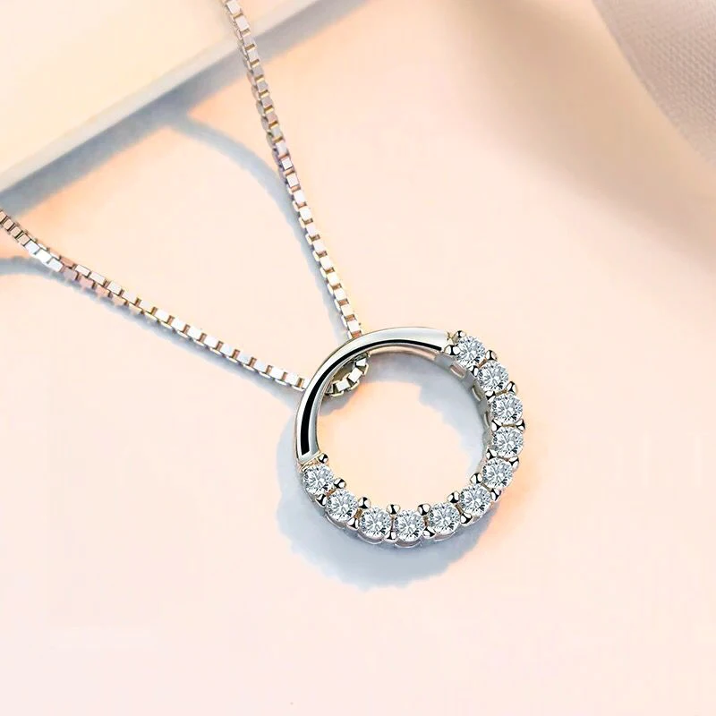 Silver Zircon Pendants Necklaces