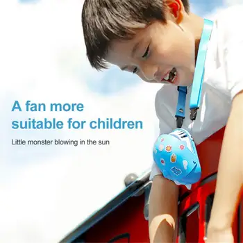 

1pc dinosaur children hanging neck fan students USB portable rechargeable lazy sports net red shaking sound small fan For Kids