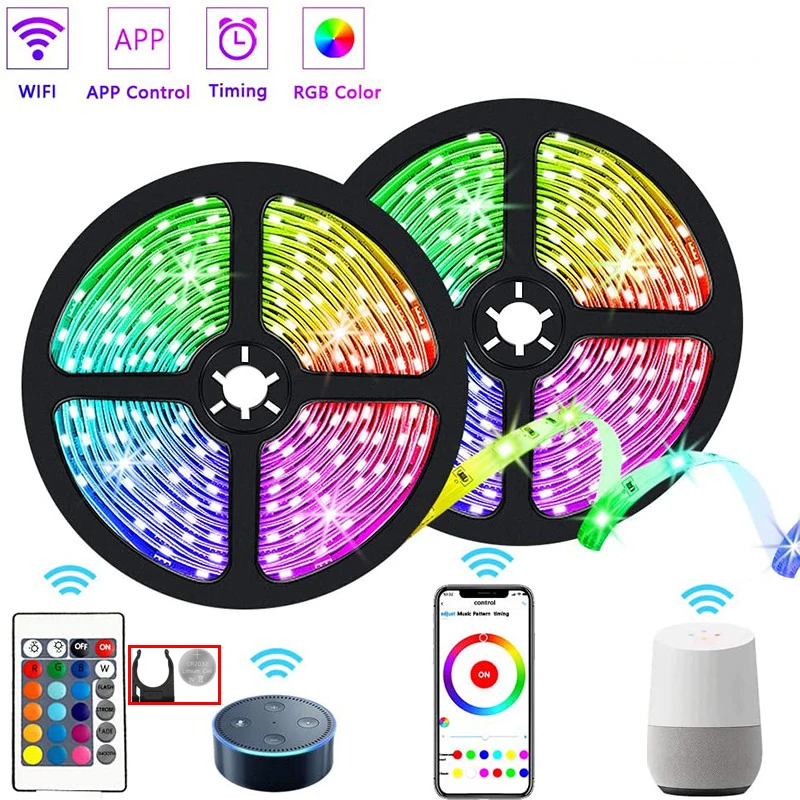 LEADLY 5/10/15M Wifi LED Strip Light RGB 5050 2835 Flexible Ribbon Led Tape Diode DC 12V String Strips | Лампы и освещение