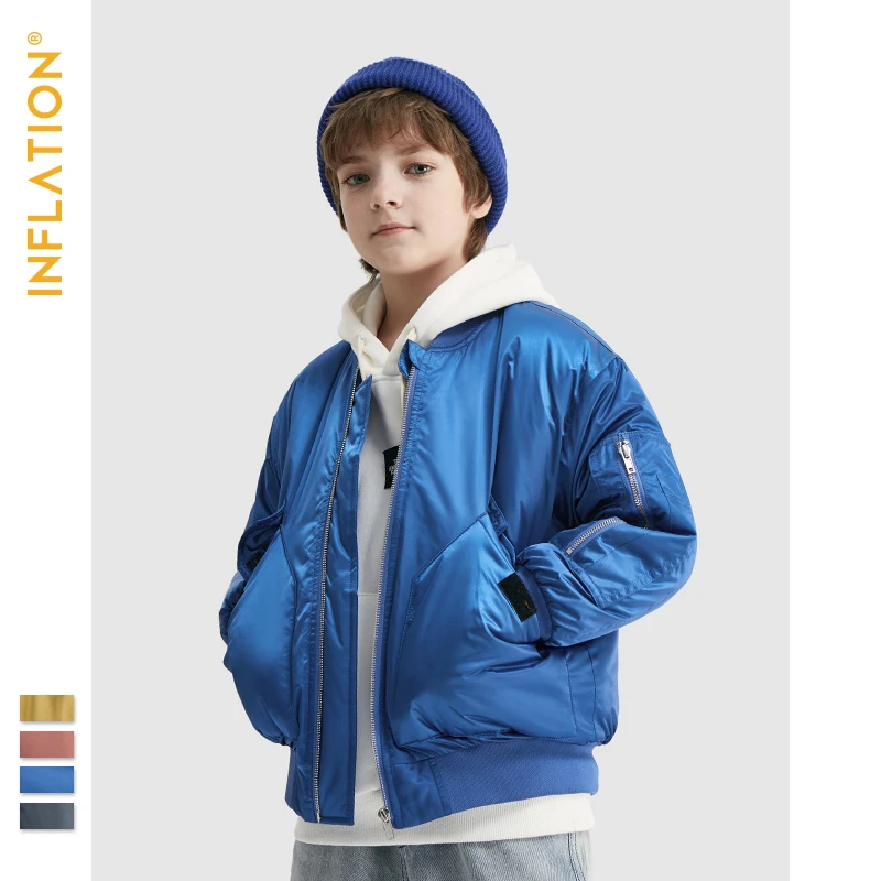 Детская однотонная зимняя куртка в стиле ретро; коллекция года; свободная ветровка для мальчиков; куртка-бомбер для малышей; зимняя куртка для девочек; 19006A