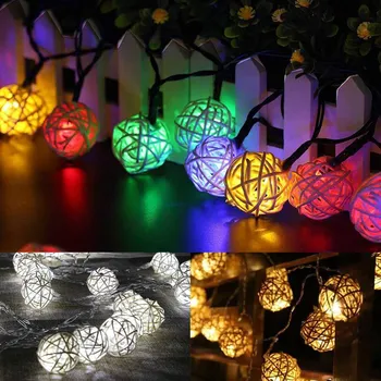 

Solar Lights Decoration 4.8M 20 Led Rattan Ball String Lights Fairy Lights Home New Year Christmas Decorations Hang On Wall Door