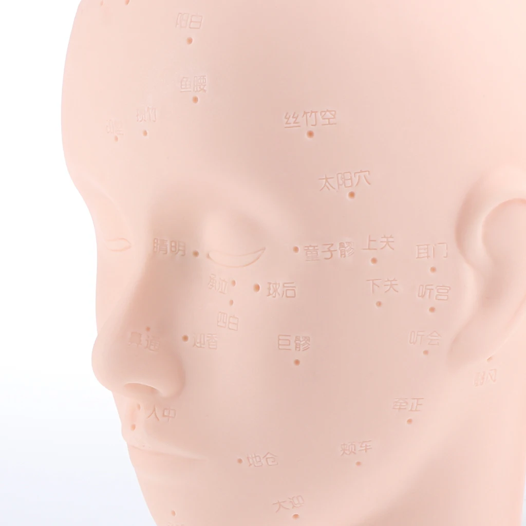 Massage Training Mannequin Makeup Head Manikin Face with Acupuncture Points for Eyelash Lip Extension Practice Model Soft PVC