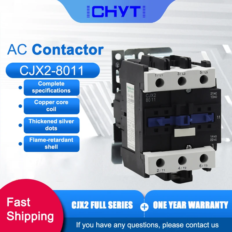

CJX2-8011 LC1D80 контактор переменного тока 80 А, 3-фазный, 3-полюсный, 380 В, 220 В, 50/60 Гц, для Din-рейки с установленным 3 P 1NO + 1NC, нормальное открытие, нормальное закрытие