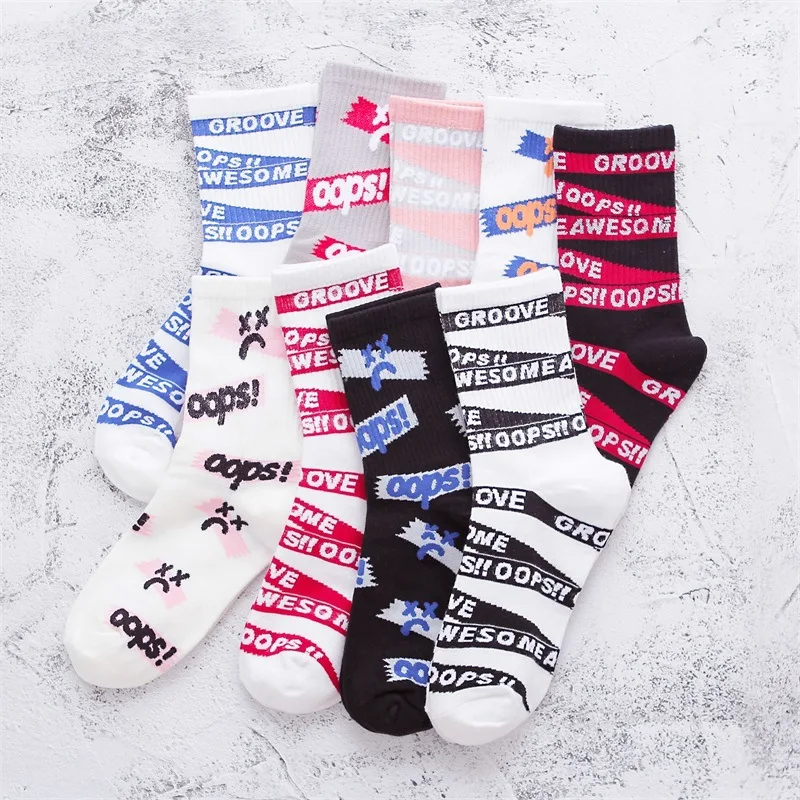 

Women SocksLetters Straps Elements Graffiti Multicolor Simple Cute Street Style Socks 2019 New Popular Socks