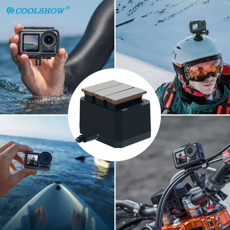 Caméra Action 360° 4K avec Chargeur et 3 Batteries - Lot Noir
