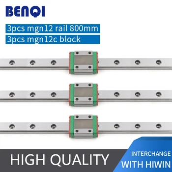 

made in china 3pcs mgn12 linear rail L800mm + 3pcs MGN12H or MGN12C block 12mm 3d printer linear rail