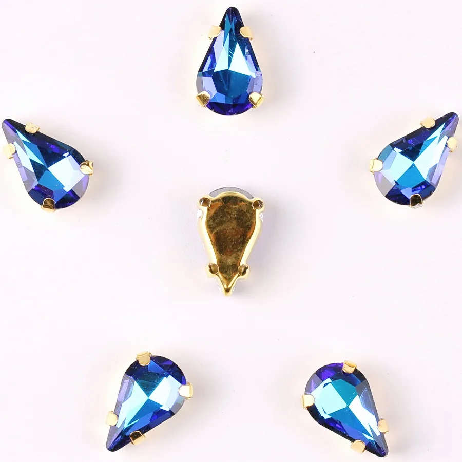 Тонкий серьги в форме капли воды золото коготь настройки 50 шт./упак. с радужными