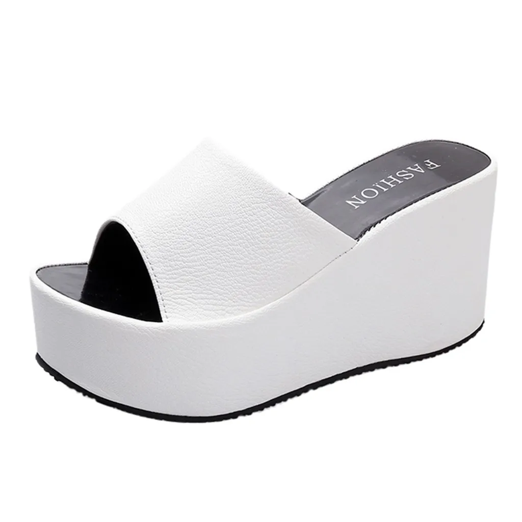 Women Summer Outdoor Slippers Open Toe Wedges Slippers Beach Walk Shoes Sandals Casual Shoes Ladies Casual Shoes Woman#114