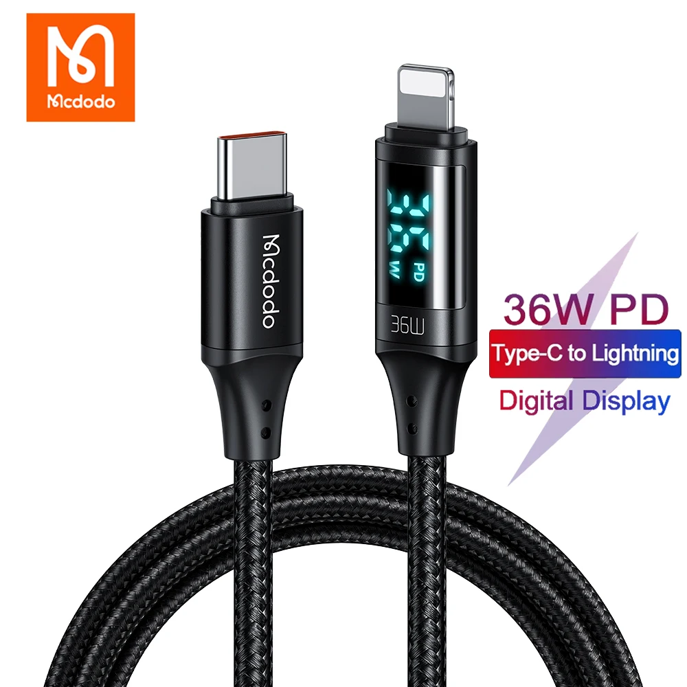 Mcdodo 36 Вт PD USB C кабель для быстрой зарядки Type iPhone 13 12 11 Pro Max XR iPad цифровой дисплей