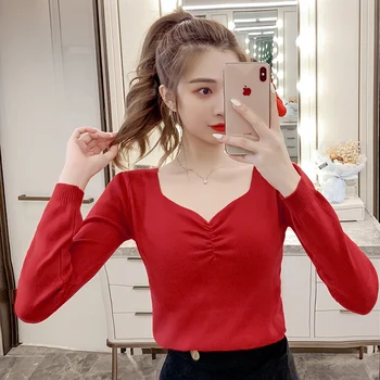 

COIGARSAM Vintage blouse women New Puff Sleeve Square Collar blusas womens tops and blouses Orange White Red Blue Yellow 8932