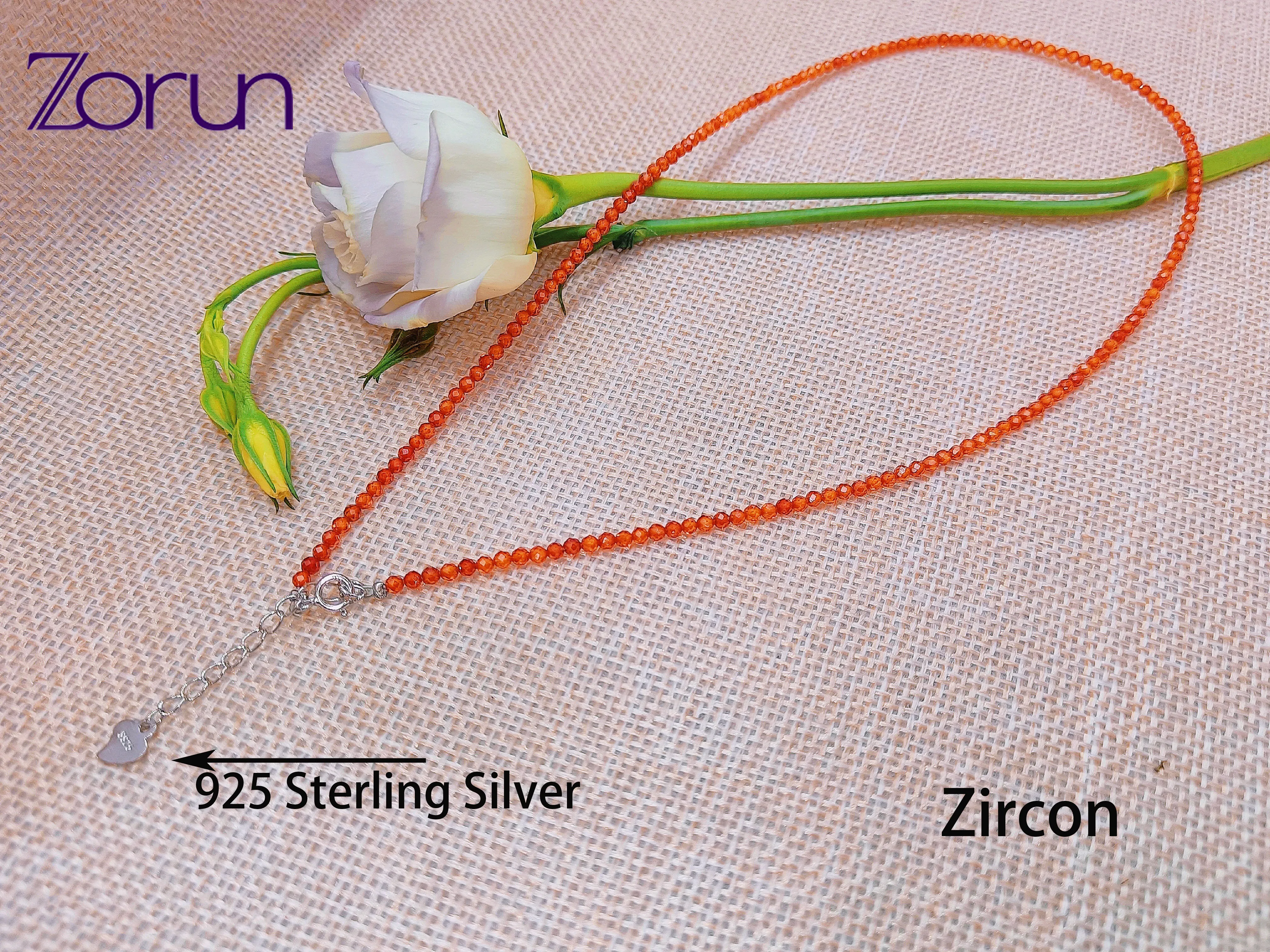 Natural Stone Amazon/Fluorite/Crystal/Zircon/Morganite Jewelry 2MM with 925 Sterling Silver Accessories Necklace for Women | Украшения и