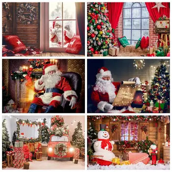 Feliz Navidad Santa Claus regalo ventana invierno almohada fiesta bebé festivales fondos fotográficos