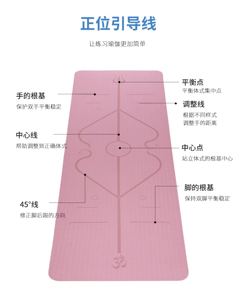 TPE Yoga Mat With Position Line Fitness Gymnastics Mats Double Layer Non-slip Beginner Sport Carpet Pads 1830*610*6mm Women Mat