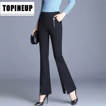 

Women's elegant Office wear Solid color high waist Slim fit nine points high waist pants