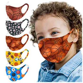 

1pc Children's Mask Washable Adjustable Face Mask Windproof Reusable Ball Printed Mask Dustproof Mascarilla Infantil Boys Girls