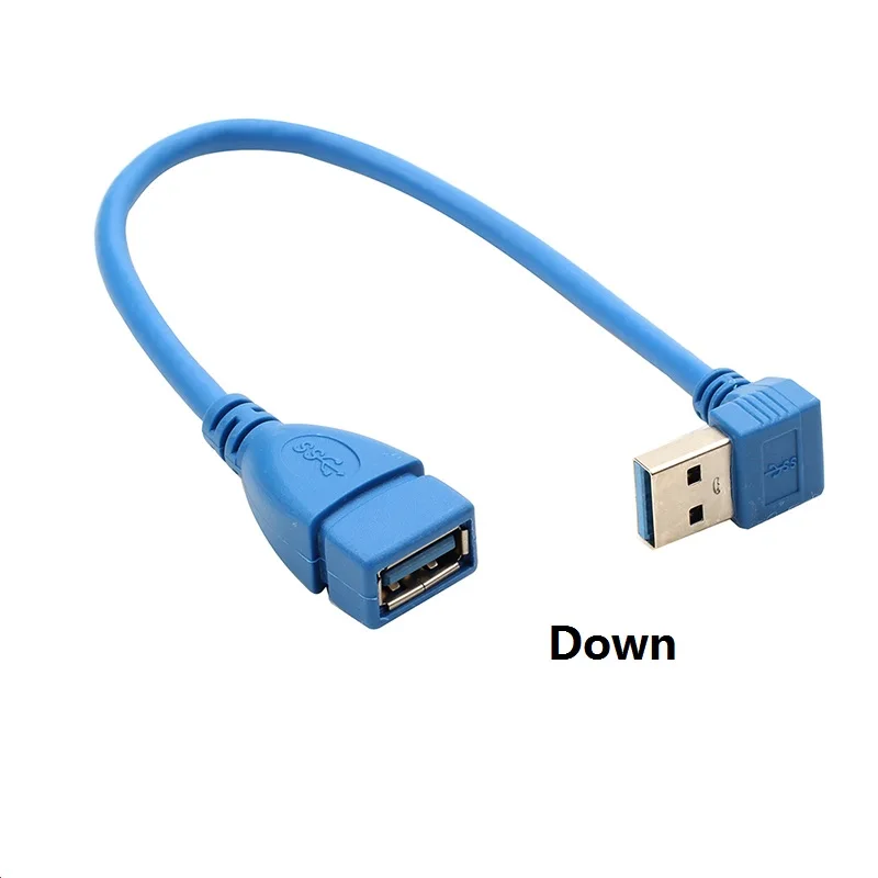 Высокоскоростной USB 3,0 Мужской и Женский удлинитель адаптер нижний локоть 90 градусов USB3.0 линия передачи данных под прямым углом L Тип - Цвет: Down   0.25m