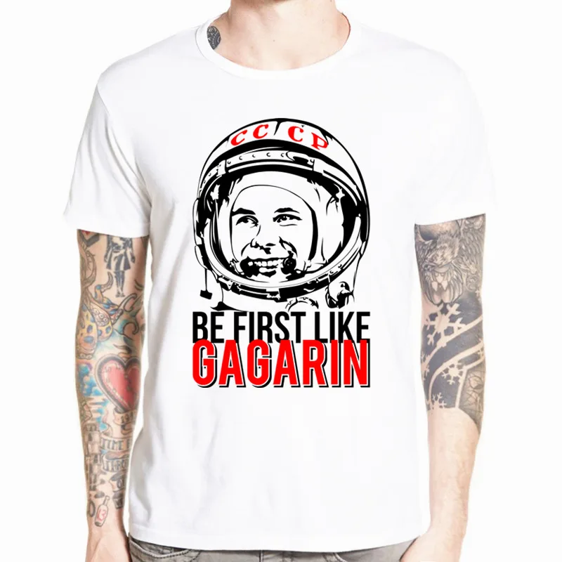 CCCP футболка Гагарина дизайн новая мужская футболка с коротким рукавом летняя крутая мужская одежда с круглым вырезом HCP875 - Цвет: HCP4473H