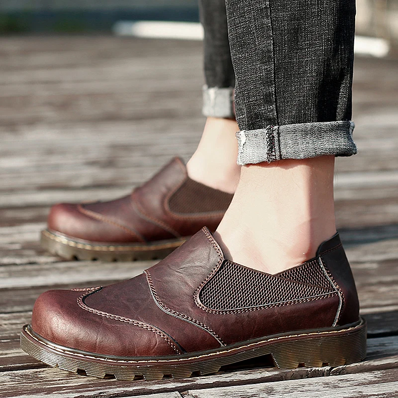 

Newly Men's Genuine Leather Shoes Size 38-46 Head Leather Soft Anti-slip Driving Shoes Man Spring Business Dress Shoes