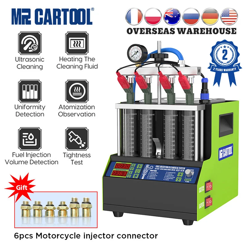 US $318.99 MRCARTOOL V308 Car Fuel Injector Tester Cleaning Machine Motorcycle Fuel Injector Test Cleaner 4 Cylinders 1300ml Tester Cleaner