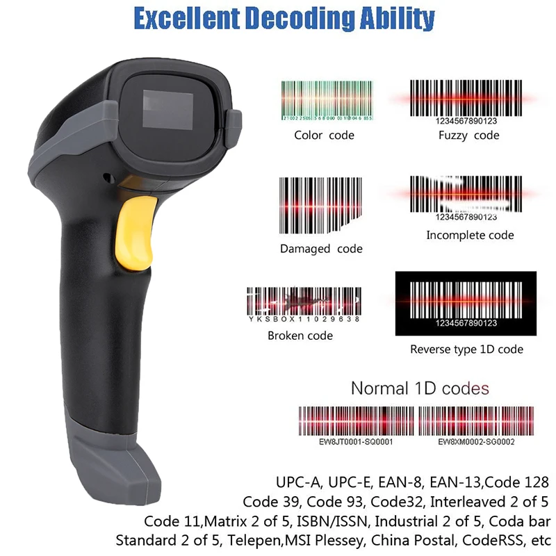 Handheld Pocket Mini Wireless Bluetooth Barcode Scanner Bar Code Reader 1d 2 4g 32 Bit Scan With Stand For Ios Android Windows Scanners Aliexpress