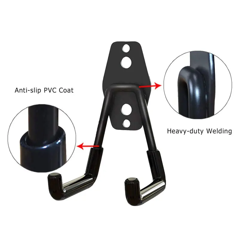 2 Pack Garage Hooks Heavy Duty Steel Storage Hangers for Garage Wall Mount Anti-Slip Utility Hooks for Bike Garden Tools Ladders