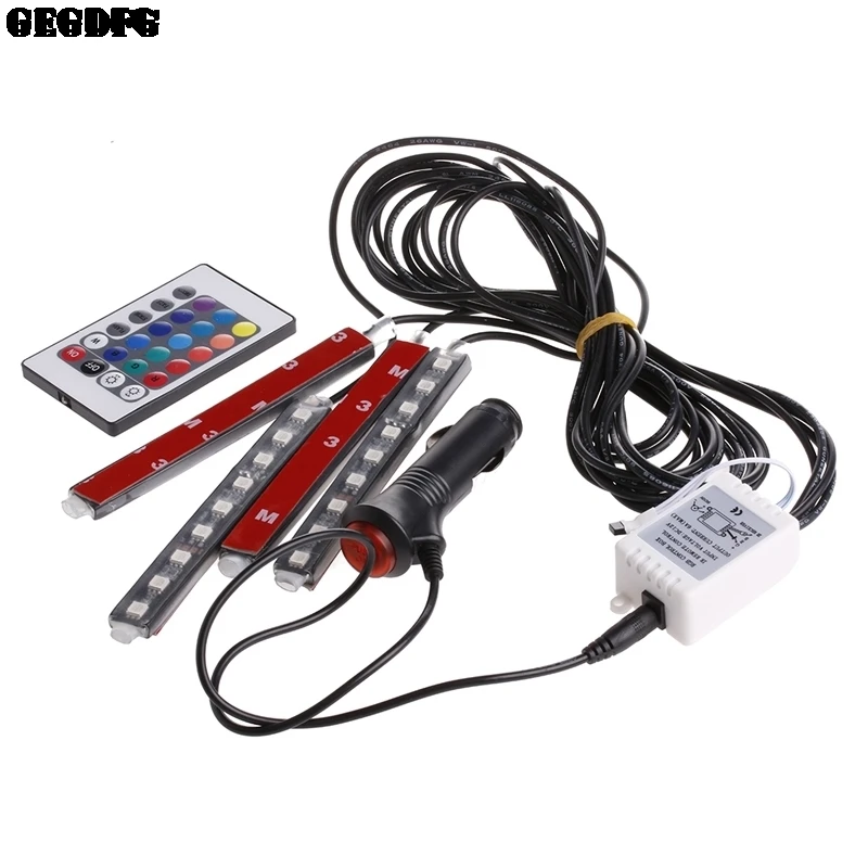 

DC12V Car RGB LED DRL Strip Light Car Wireless Auto Remote Control Decorative Flexible LED Strip Interior Atmosphere Lamp Kit
