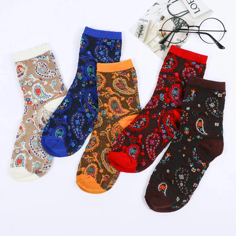 

Winter Retro Special Ethnic Style Thermal Woolen Socks High Tube Thickening Warm Soft Rabbit Wool Assorted Color Women Socks