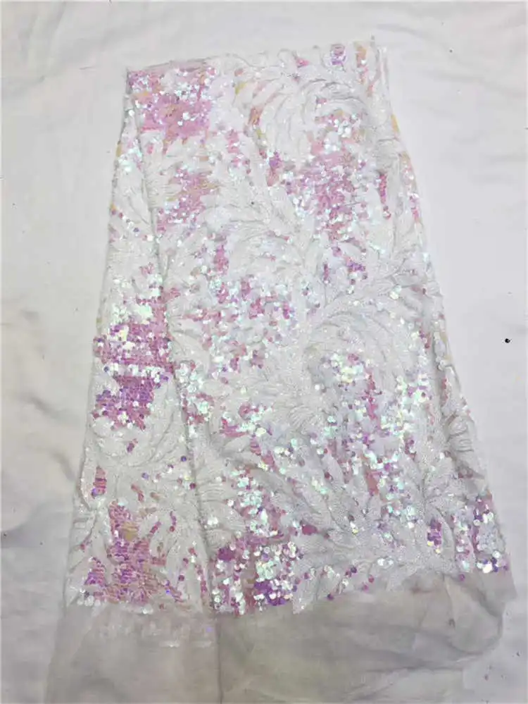 Последние африканские платья кружевная ткань Высокое качество Тюль Блестки кружевная ткань для свадебных платьев GZ1088 5yds/pcsBlack белый - Цвет: As Picture