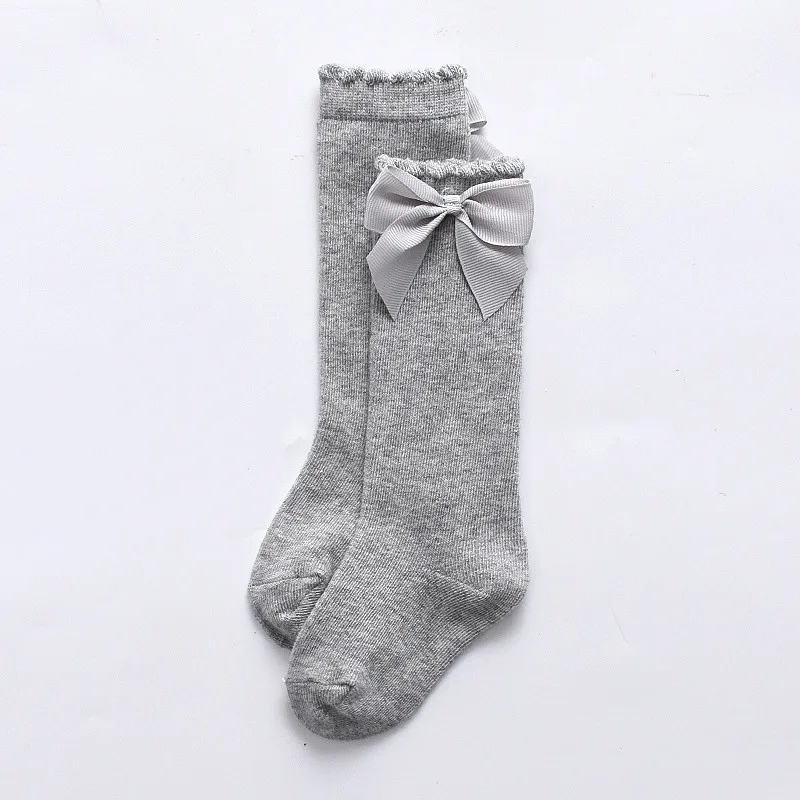 Knee Length Socks Spring Kids Girls Big Bow Knee High Stocking Fashion Lace Accessories