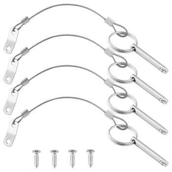 

4 Pack Quick Release Pin 1/4Inch Diameter with Lanyard, Full 316 Stainless Steel Quick Release Pin, for Bimini Top Pin