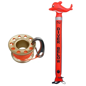 

Scuba Diving Finger Spool Reel Line With Clip & Dive Surface Marker Buoy SMB Scuba Tech Dive Swivel Eye Snap