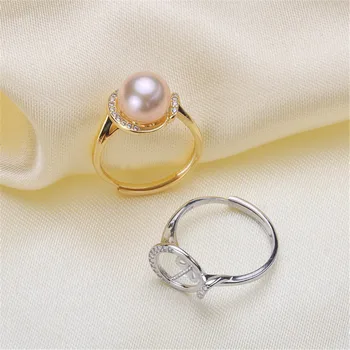 

Delicate Pearl Rings Settings S925 Sterling Silver Rings Mount Women DIY Handmade Craft Rings Jewelry Accessory