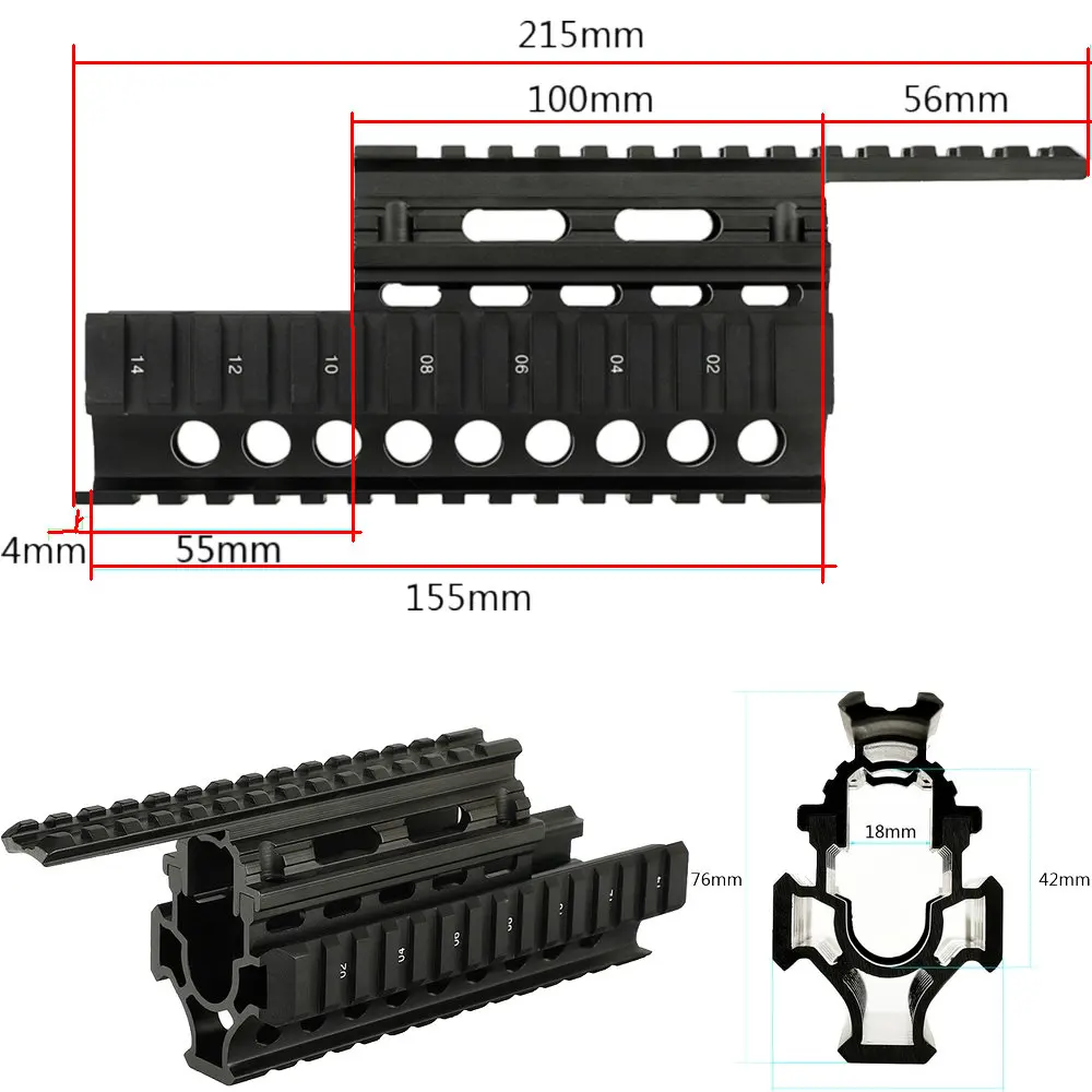 Тактическая AK Handguard RIS Quad Rail System стандартное Крепление рельсового прицела Picatinny