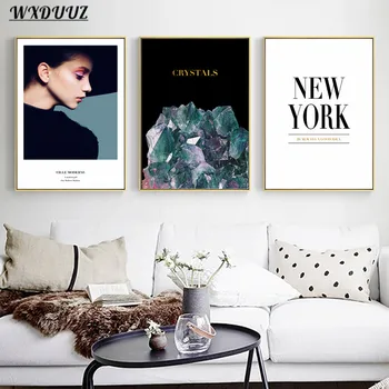 

Nordic Modern Fashion Girl Crystal Art Decor Picture Quality Canvas Painting Poster Home Decor Room Living Sofa Wall Decor