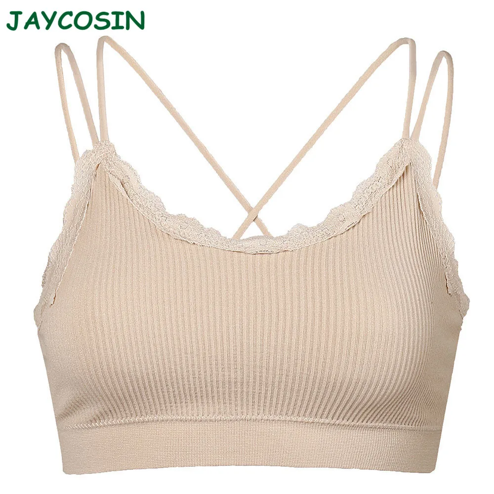 JAYCOSIN Clothes Women Sexy Bandage Solid Color Bra Set Seamless Lace Cross Breathable Full Coverage Sport Underwear Bra 1210
