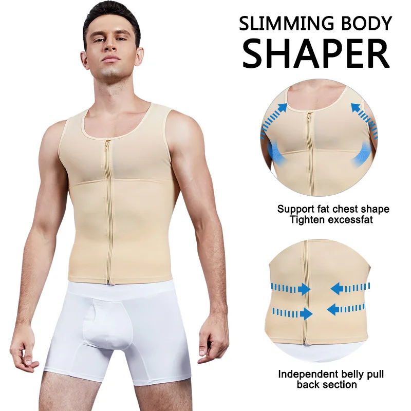 Men's Shapers Shirt Vest Slimming Underwear Body Shaper Tight Tank Top Waist Trainer Tummy Control Girdle Men Corset