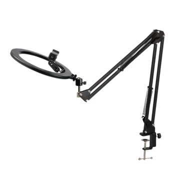 

Dimmable LED Ring Light Mobile Phone Bracket Desktop Cantilever Tilt Photo Multi-Angle Adjustment Bracket Tripod Lamp