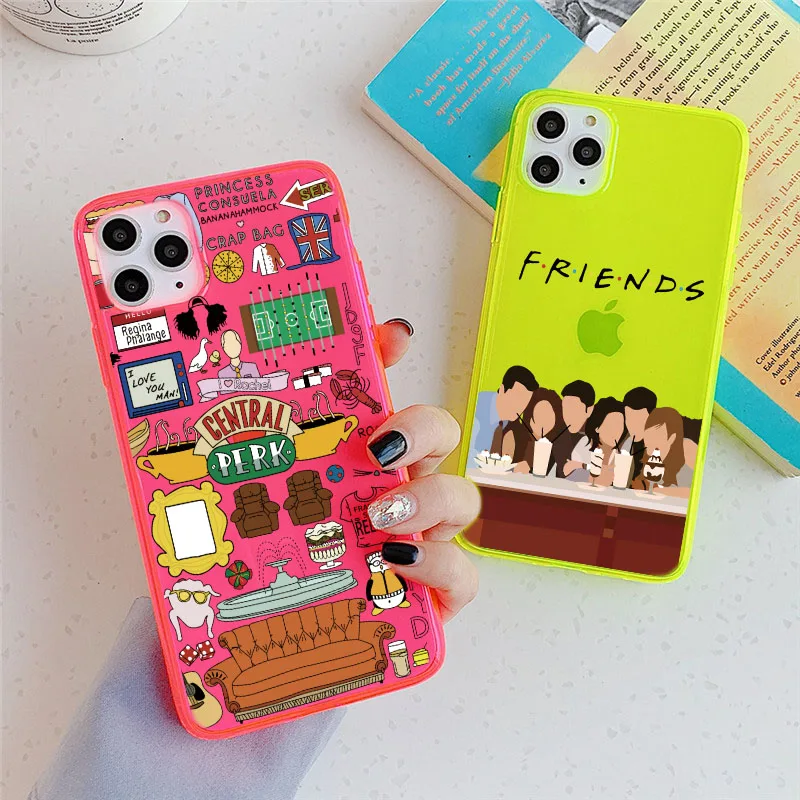 Central Perk Friends Fluorescent Phone Case for iPhone 13 12 11 Pro Max XR X XS 7 8 Plus SE 2020 Cover Fashion Soft Cases | Мобильные