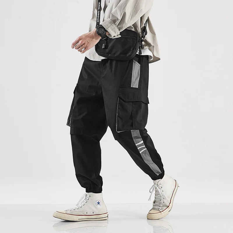 

Harem Joggers Men 2019 Autumn Cotton Streetwear Casual Jogger Pants Men Striped Ankle-length Cargo Mens Trousers