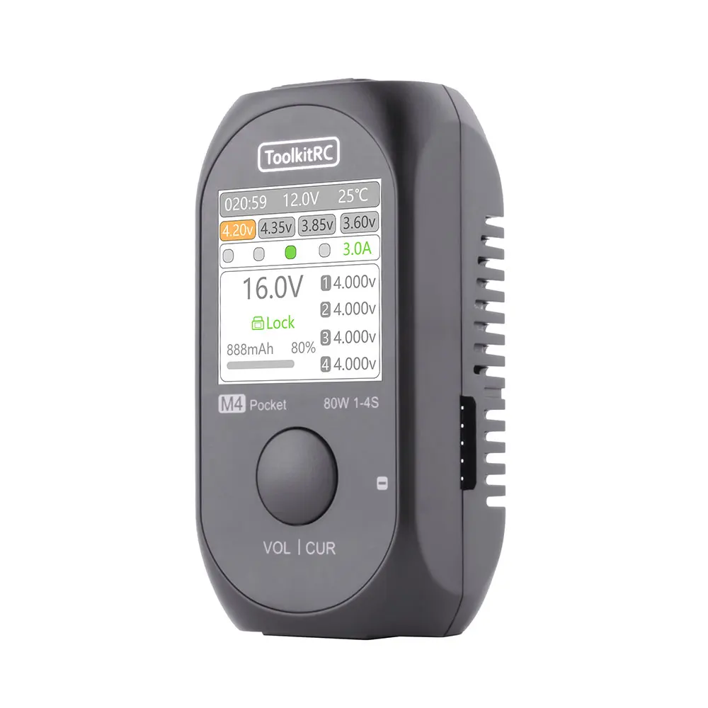 Toolkitrc M4P Pocket Dc 80W 5A Xt30 Xt60 Input Usb-C Input/Output Charger Per 1-4S Lipo Battery Quick Charger Function