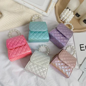 

Children's Mini Handbag Totes Kids Laser Leather Cross Body Bags Baby Girl Princess Pearl Purses and Handbags Gift Bag for Girls