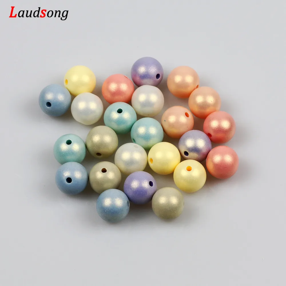 Многоцветные посеребренные акриловые бусины россыпью 6/8/10/12/14/16 мм круглые