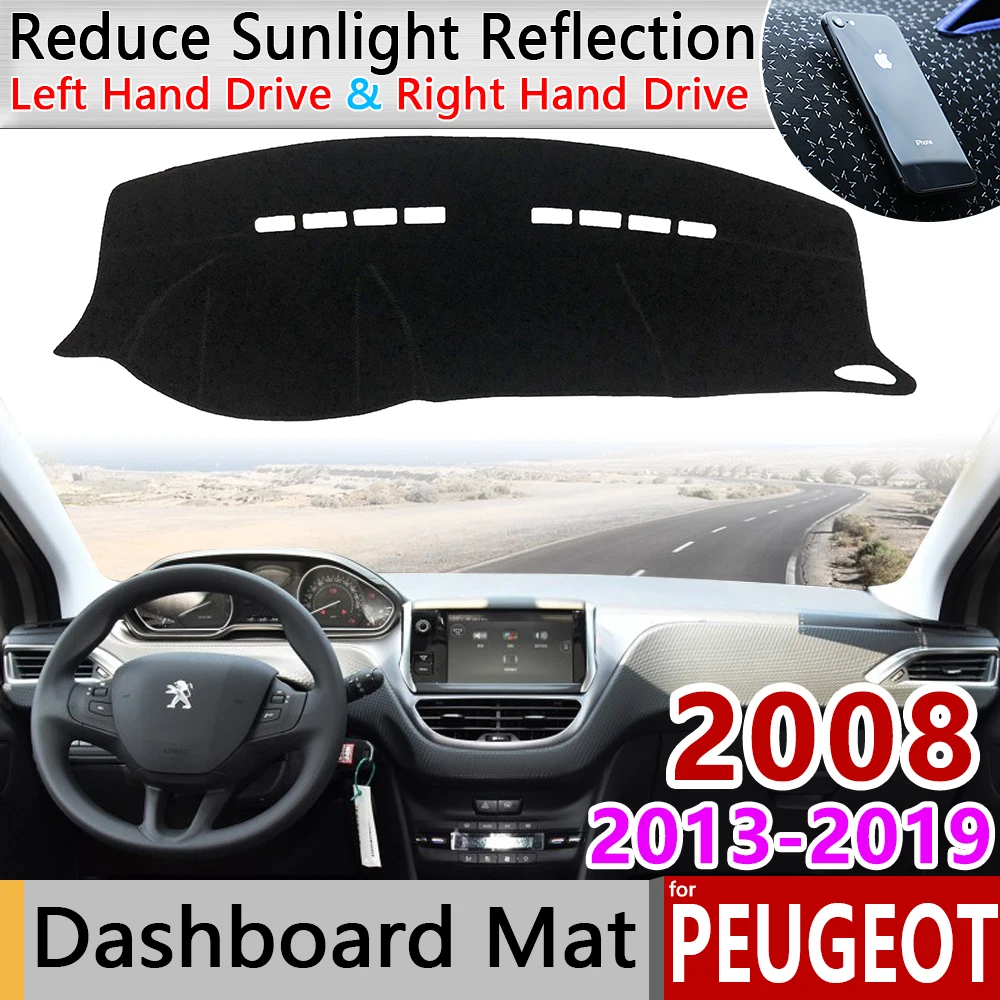 Для peugeot 2008 2013 ~ 2019 Противоскользящий коврик для приборной панели солнцезащитный