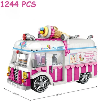 

New Technic Mini Building Blocks Hot Dog Cart Car Vehicle Assemable Kids Educational Toys for Children Creator Ice Cream Truck