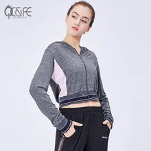 Новинка весны, Стильное женское спортивное пальто для фитнеса и бега, быстросохнущие Топы с коротким рукавом, на молнии, с капюшоном, одежда для йоги