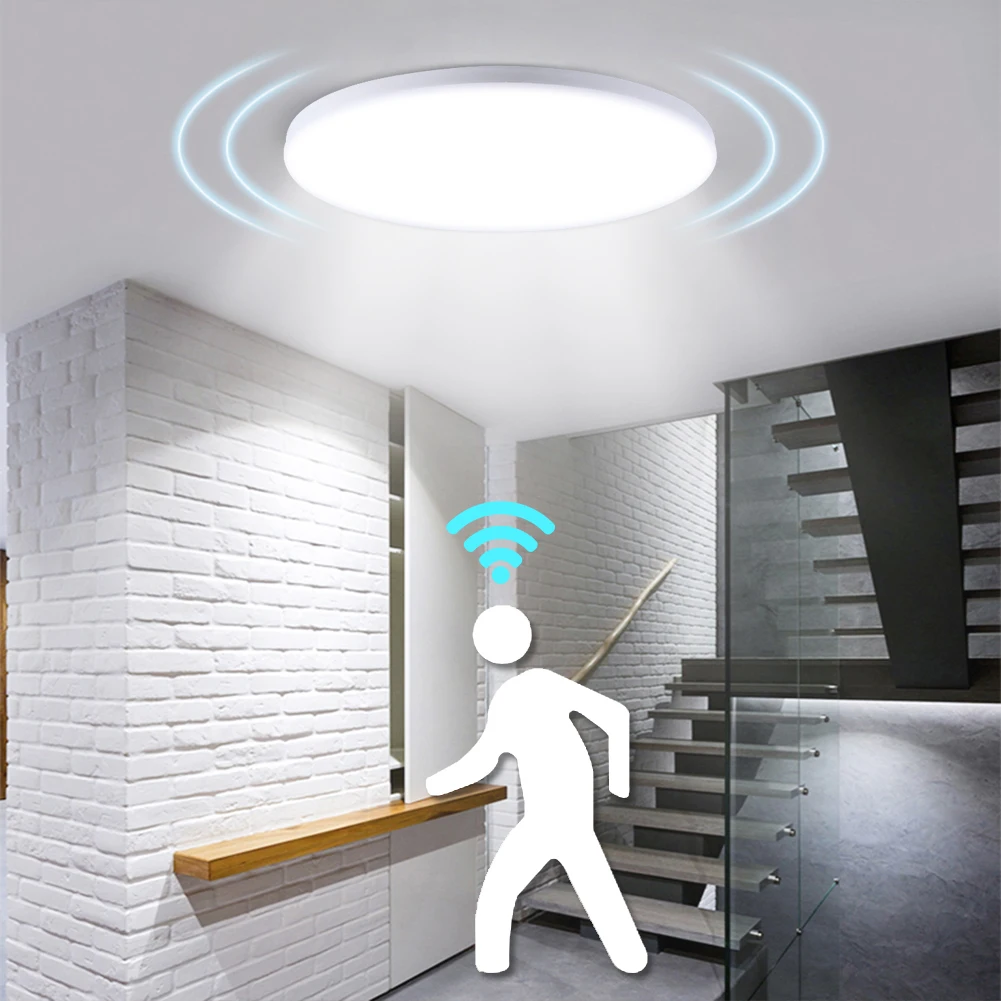 Motion Sensor Led Ceiling Light Fixtures Surface Mounted Ceiling Lamp 12W 18W Panel Night Light 220V For Home Bedroom Stairway afbeelding