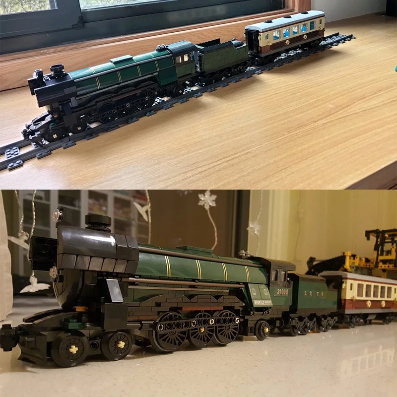 

21005 1085Pcs Technic Series Emerald Night Train Model Building Kit Block Bricks LPings Toys Clone 10194
