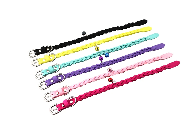 Dog Collar Braided Puppy Cat Pet Collars with Bell Adjustable Pets Product Small Dog Collars Pet Accessories Dog Collar