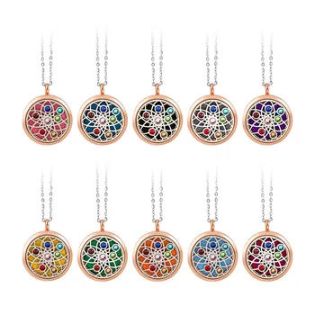 

Sweetvally Perfume Locket Essential Oil Storage Diffuser Necklace Women Pendants Silver Color Stainless Steel Jewelry